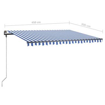 Freestanding Manual Retractable Awning 450x300 cm - Blue/White