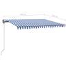 Freestanding Manual Retractable Awning 450x300 cm - Blue/White