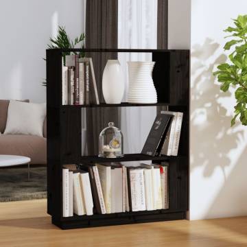 Book Cabinet/Room Divider Black - Solid Wood Pine 80x25x101 cm