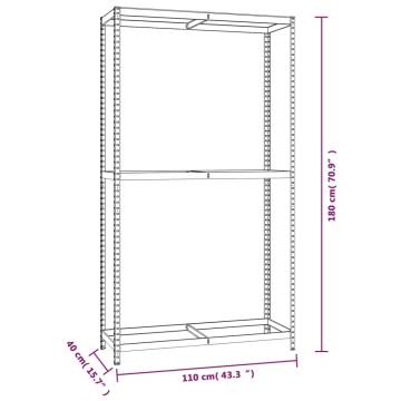 2-Layer Tire Rack Silver | Steel Storage Solution | 110x40x180 cm