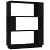 Book Cabinet/Room Divider Black - Solid Wood Pine 80x25x101 cm