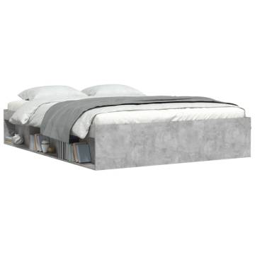 Concrete Grey Bed Frame 160x200 cm - Modern & Practical