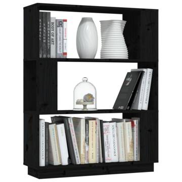 Book Cabinet/Room Divider Black - Solid Wood Pine 80x25x101 cm