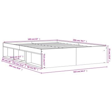 Concrete Grey Bed Frame 160x200 cm - Modern & Practical