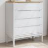 FLORO White Solid Wood Pine Chest of Drawers - Stylish Storage