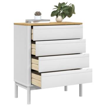 FLORO White Solid Wood Pine Chest of Drawers - Stylish Storage