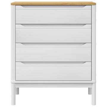 FLORO White Solid Wood Pine Chest of Drawers - Stylish Storage