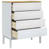 FLORO White Solid Wood Pine Chest of Drawers - Stylish Storage