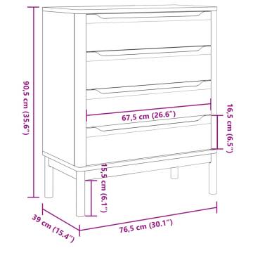 FLORO White Solid Wood Pine Chest of Drawers - Stylish Storage