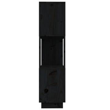 Book Cabinet/Room Divider Black - Solid Wood Pine 80x25x101 cm