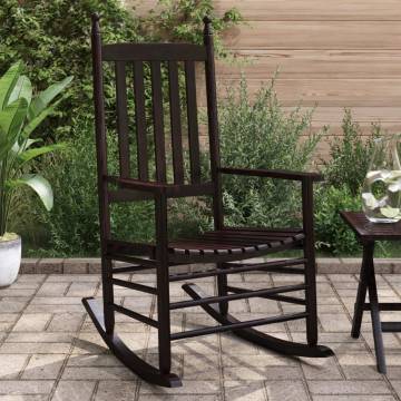 Brown Solid Wood Poplar Rocking Chairs - 2 pcs | HipoMarket