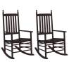 Brown Solid Wood Poplar Rocking Chairs - 2 pcs | HipoMarket