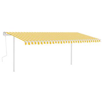 Manual Retractable Awning with LED - 5x3m Yellow & White