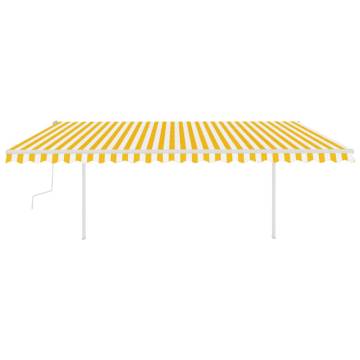 Manual Retractable Awning with LED - 5x3m Yellow & White