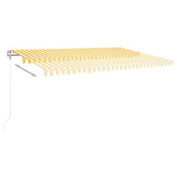 Manual Retractable Awning with LED - 5x3m Yellow & White