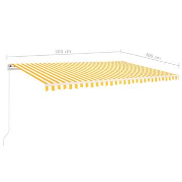 Manual Retractable Awning with LED - 5x3m Yellow & White