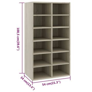 Shoe Rack Sonoma Oak - 12 Compartments | Hipomarket UK