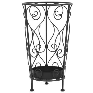 Vintage Style Black Metal Umbrella Stand - 26x46 cm