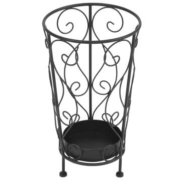 Vintage Style Black Metal Umbrella Stand - 26x46 cm