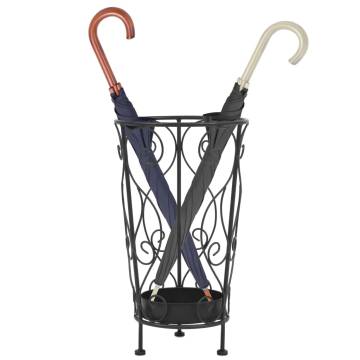 Vintage Style Black Metal Umbrella Stand - 26x46 cm