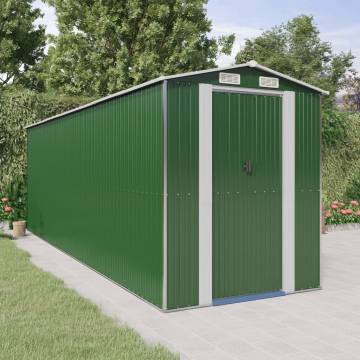 Garden Shed Green 192x606x223 cm Galvanised Steel | Hipo Market