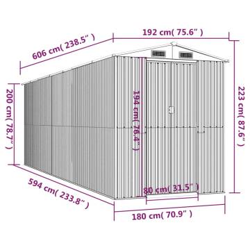 Garden Shed Green 192x606x223 cm Galvanised Steel | Hipo Market