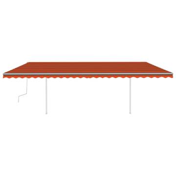 Buy Manual Retractable Awning 6x3m with LED - Orange & Brown