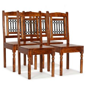 Elegant 4 pcs Solid Wood Dining Chairs with Sheesham Finish