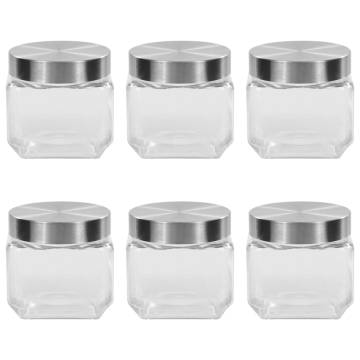 Storage Jars with Silver Lid - Set of 6 | 800 ml Capacity