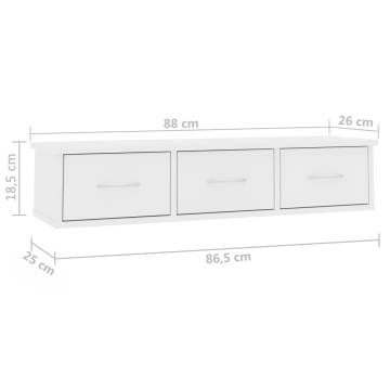 Wall-mounted Drawer Shelf White 88x26x18.5 cm - Stylish Storage