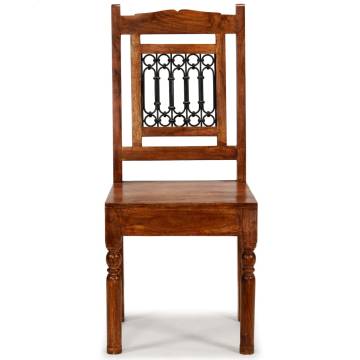 Classic Solid Wood Dining Chairs - 2 Pcs Honey Finish