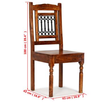 Classic Solid Wood Dining Chairs - 2 Pcs Honey Finish