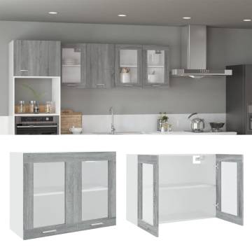 Hanging Glass Cabinet Grey Sonoma 80x31x60 cm | HipoMarket UK