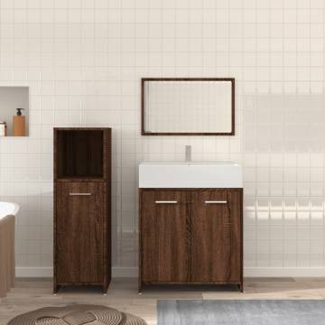 3 Piece Bathroom Furniture Set - Brown Oak Wood | HipoMarket