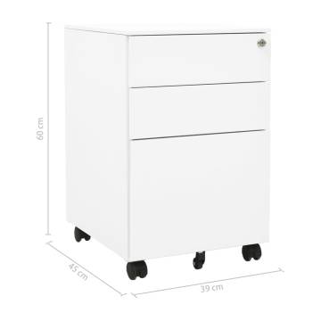 Mobile File Cabinet White - Durable Steel, 39x45x60 cm