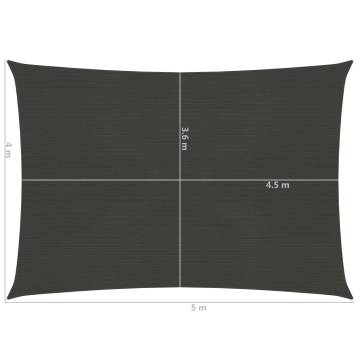 Sunshade Sail 160 g/m² Anthracite 4x5 m - HDPE Outdoor Shade