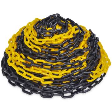 30m Yellow and Black Plastic Warning Chain | Hipomarket