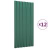 Roof Panels 12 pcs - Powder-coated Steel Green 80x36 cm