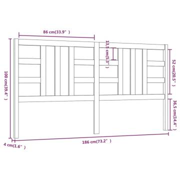 Solid Wood Pine Bed Headboard - 186x4x100 cm | Hipomarket