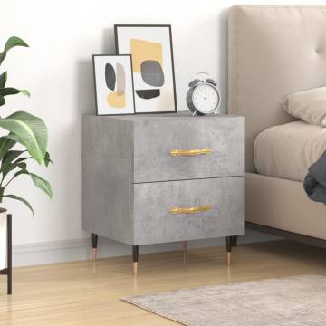 Modern Concrete Grey Bedside Cabinet - Stylish Storage Solution