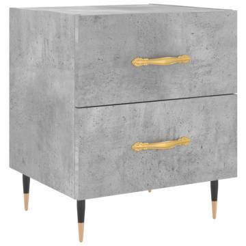 Modern Concrete Grey Bedside Cabinet - Stylish Storage Solution