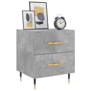 Modern Concrete Grey Bedside Cabinet - Stylish Storage Solution