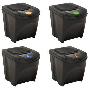 Stackable Dustbins 4 pcs Anthracite 100 L - Convenient & Hygienic