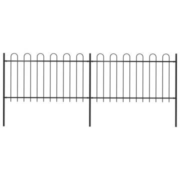 Garden Fence with Hoop Top Steel 3.4x1 m Black | Hipomarket