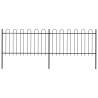 Garden Fence with Hoop Top Steel 3.4x1 m Black | Hipomarket