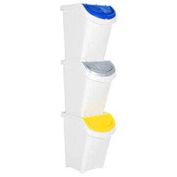 Stackable Waste Bins with Lids - 3 Pack, 120L Capacity