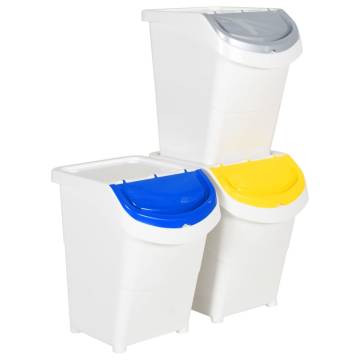 Stackable Waste Bins with Lids - 3 Pack, 120L Capacity