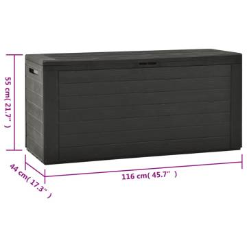 Stylish Anthracite Garden Storage Box - 116x44x55 cm