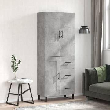 Highboard Concrete Grey - Elegant Engineered Wood Storage Unit