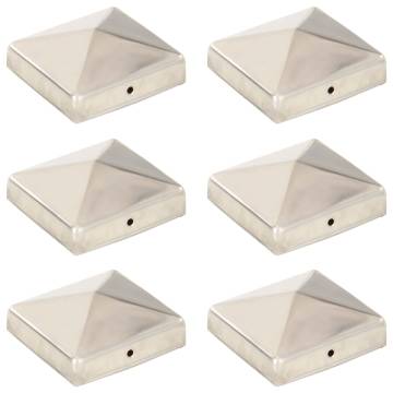 Pyramid Fence Post Caps - 6 pcs Stainless Steel 81x81 mm